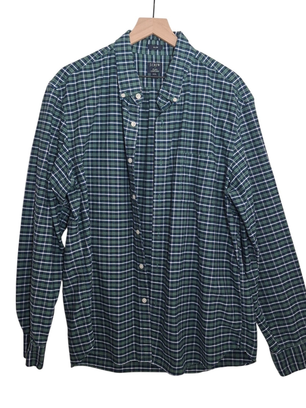 J. Crew Men's Green Plaid Button-Down Long Sleeve Shirt - Size XXL